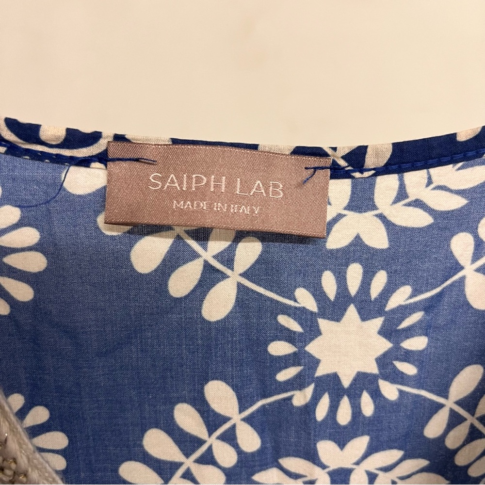 Saiph Lab Blue And White Patterned Cotton Dress - image 6
